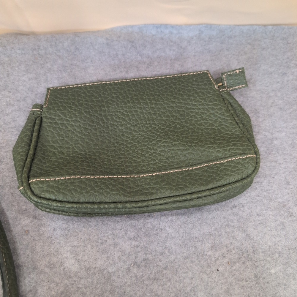 Estee Lauder Olive Green Pebbled Faux Leather Tote Bag with Cosmetic Pouch Set - Picture 3 of 7